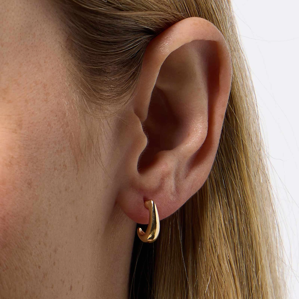 Guldfärgade örhängen - öppna hoops, 12mm