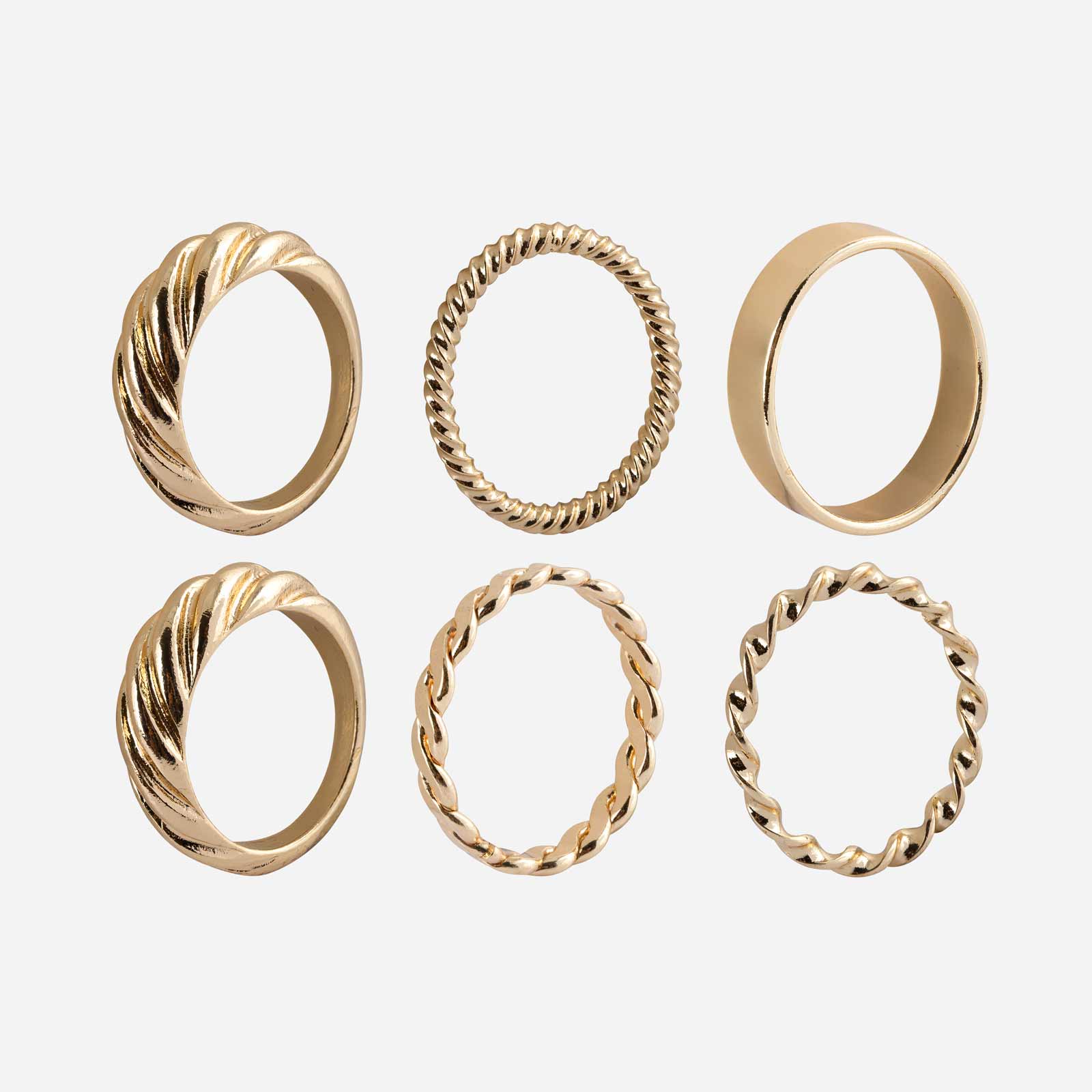Guldfärgade ringar - 6 pack