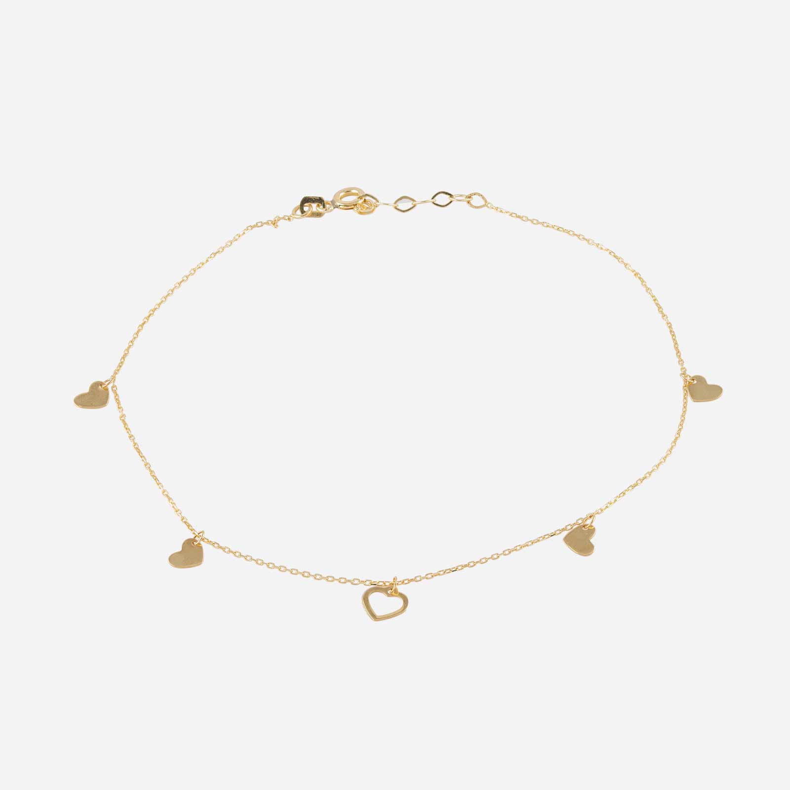 Fotlänk 9k guld hjärtan - 23-25,5 cm