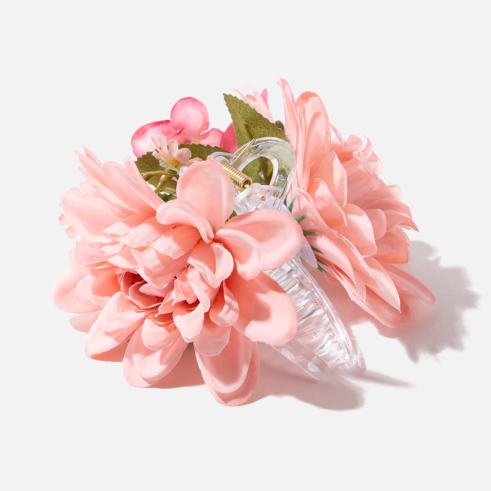 Transperant hårklämma med rosa blommor