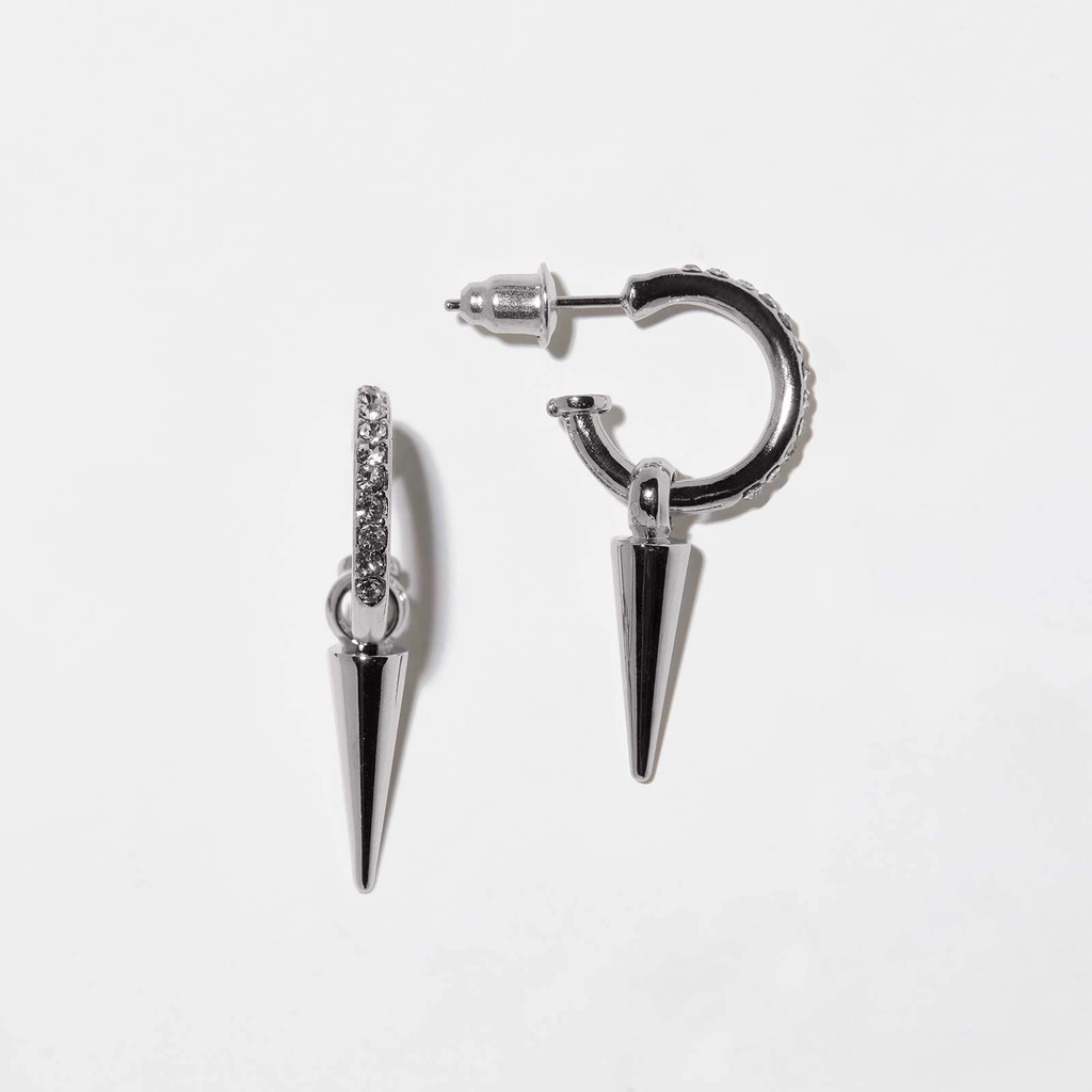 Silverfärgade örhängen - hoops, hängande nitar