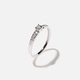 18k guldring, diamanter - vitguld, sidostensring, 17,5