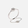 18k guldring, diamanter - vitguld, halo, 17