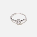 18k guldring, diamanter - vitguld, halo, 17