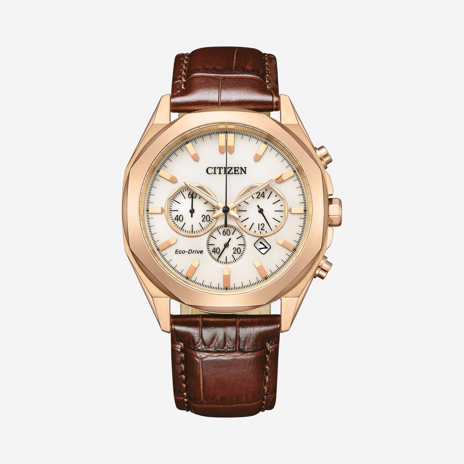 Citizen Eco-Drive Chrono, guld/brun - CA4593-15A