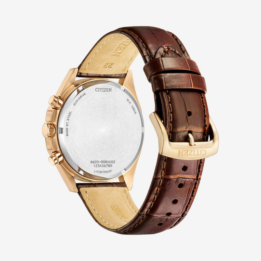 Citizen Eco-Drive Chrono, guld/brun - CA4593-15A
