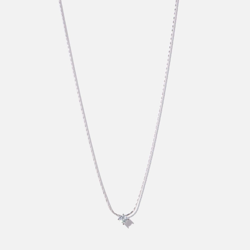 Halsband i äkta silver - hänge CZ, 4mm