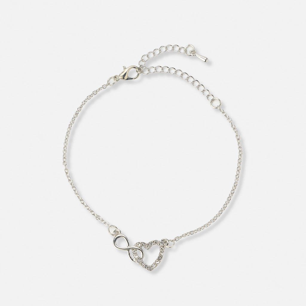 Silverfärgat armband dam - hjärta & infinity