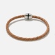 Armband herr - brunt läder, stålspänne, 19cm