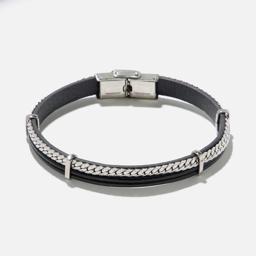 Armband herr - svart, stål, 19cm