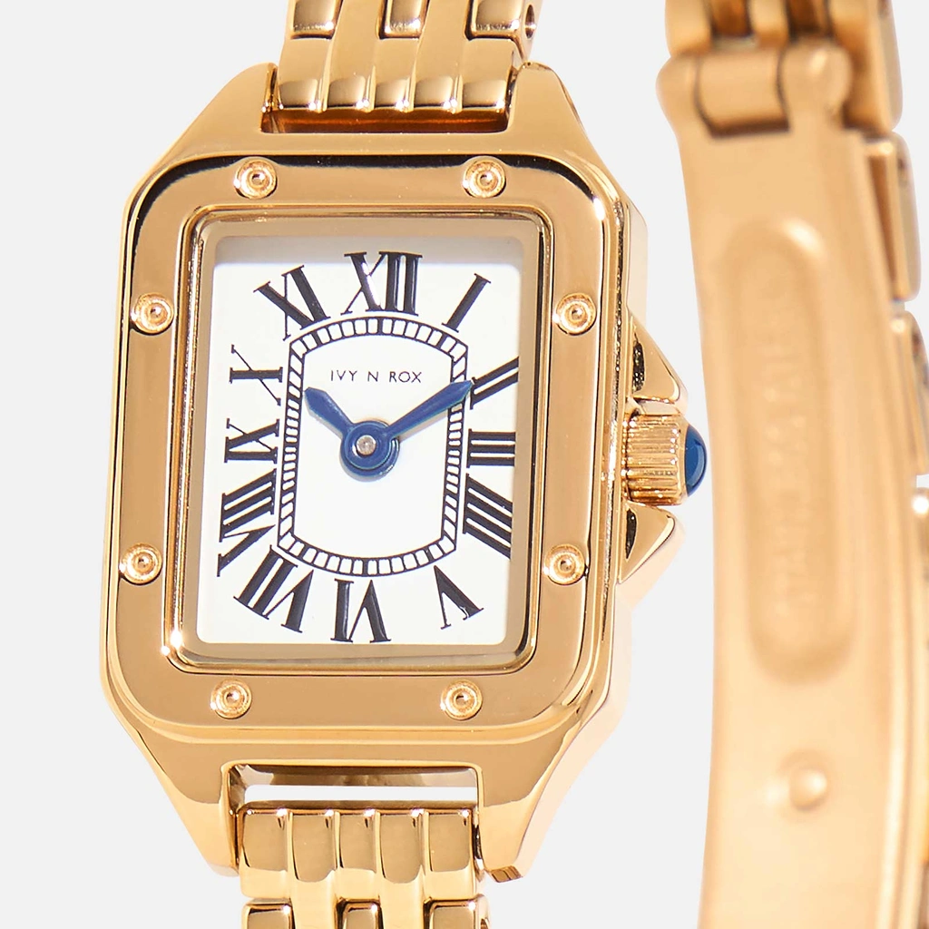 Ivy n Rox Chic damklocka - guld/vit, 16x27mm