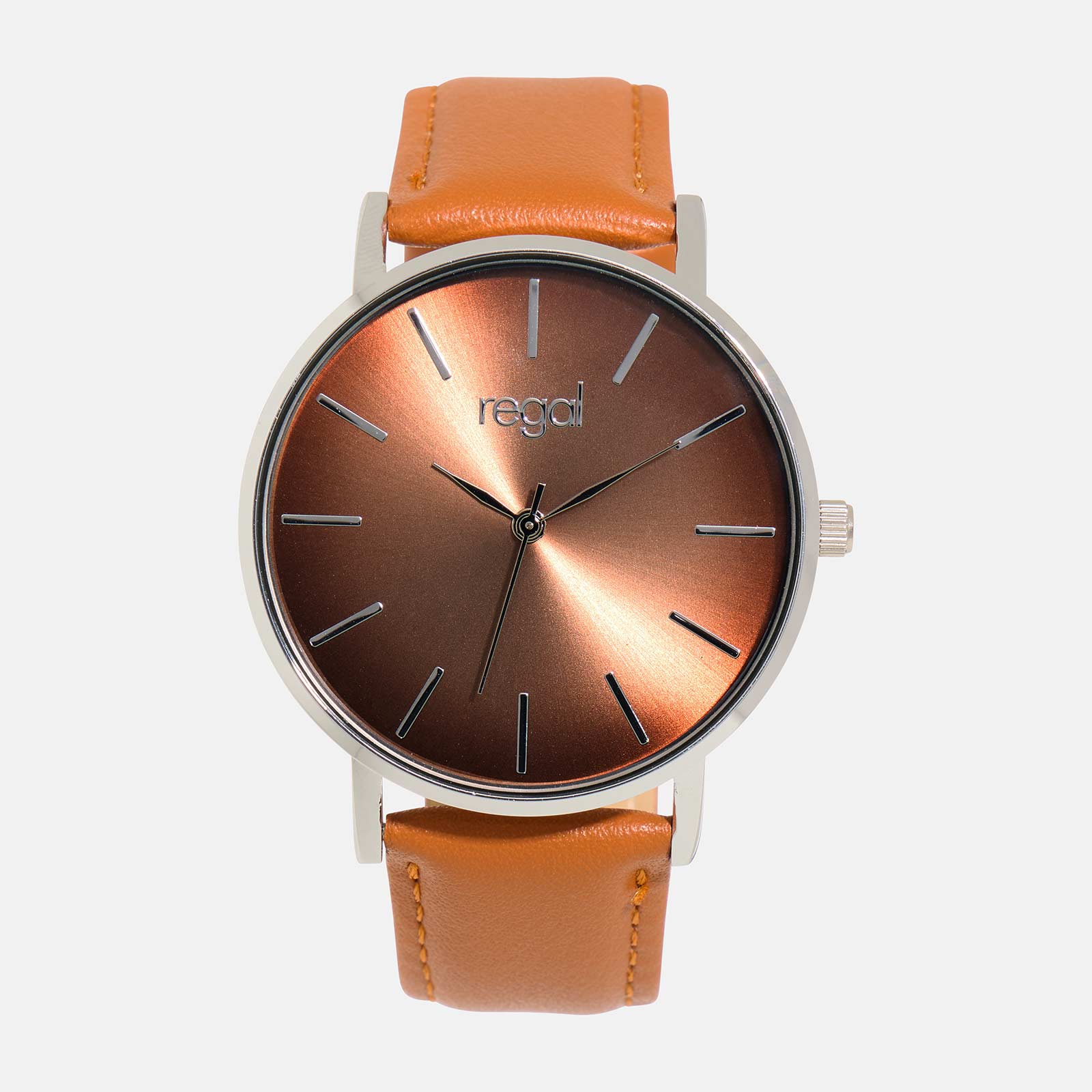 Regal klocka - ljusbrunt band, silver/brun, 40mm