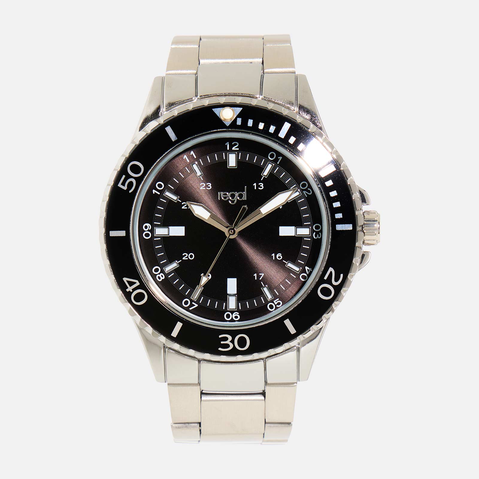 Regal herrklocka - metall, silver/svart, 44mm