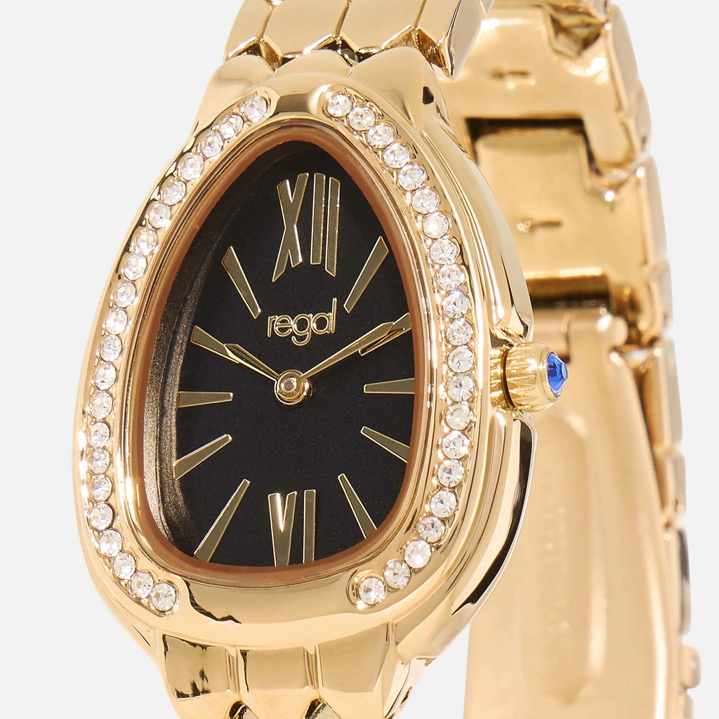 Regal damklocka - guld/svart, droppformad