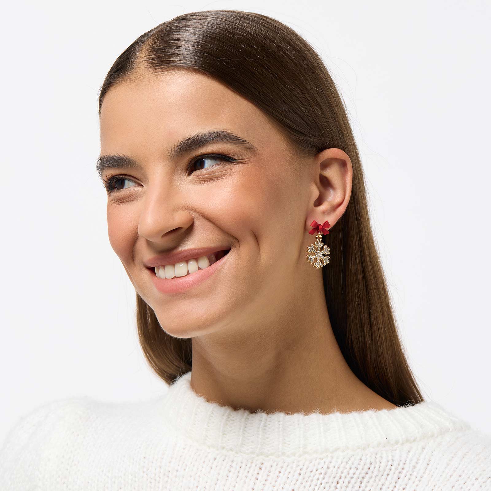 Guldfärgade örhängen - rosetter & snöflingor Guldfärgade örhängen - rosetter & snöflingor