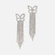 Silverfärgade strassörhängen - fjärilar & sju rader
