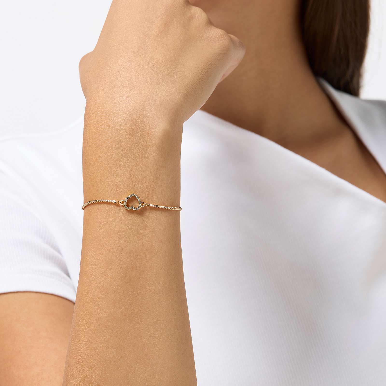 Guldfärgat armband dam - gnistrande hjärta