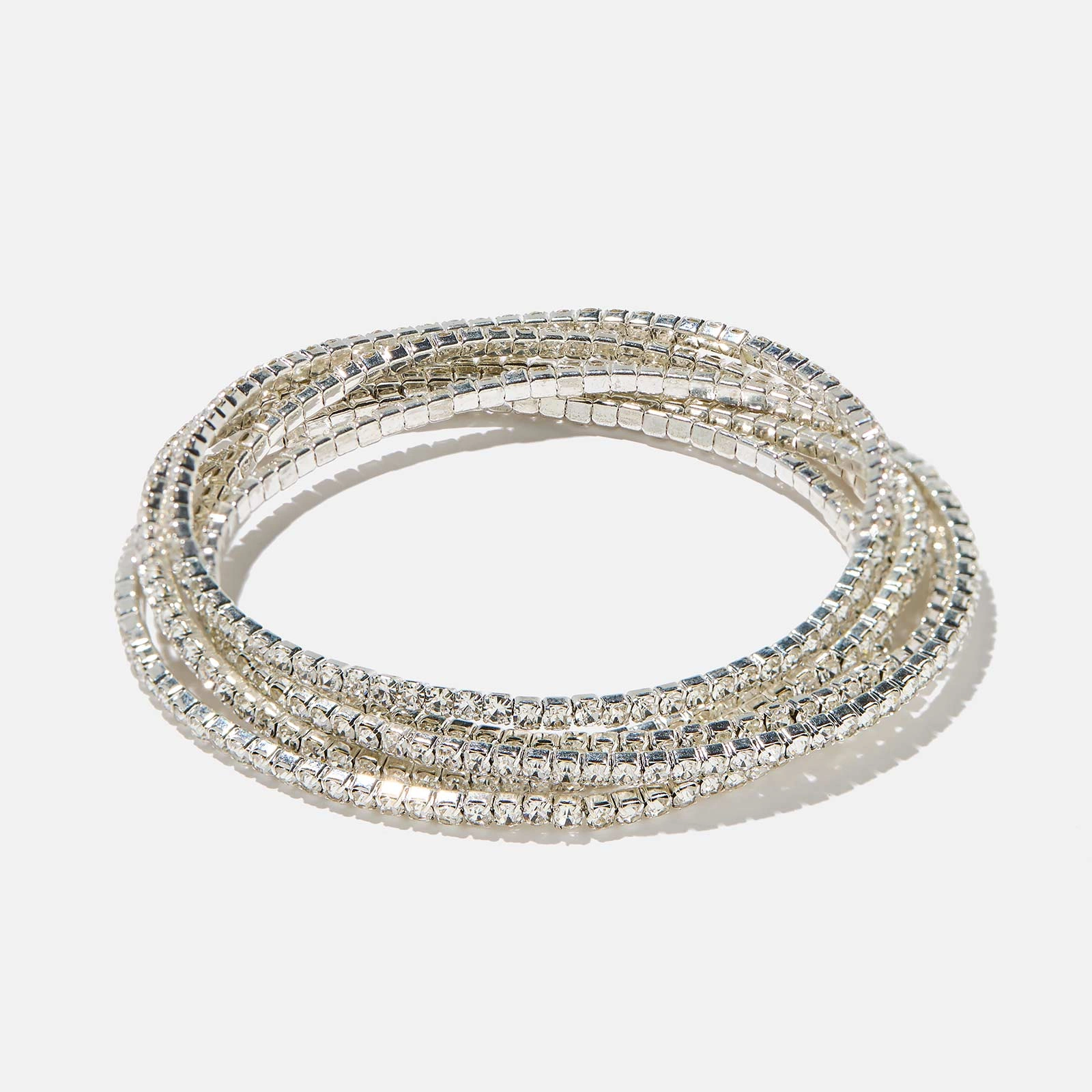 Silverfärgat armband dam - strass, 6 rader