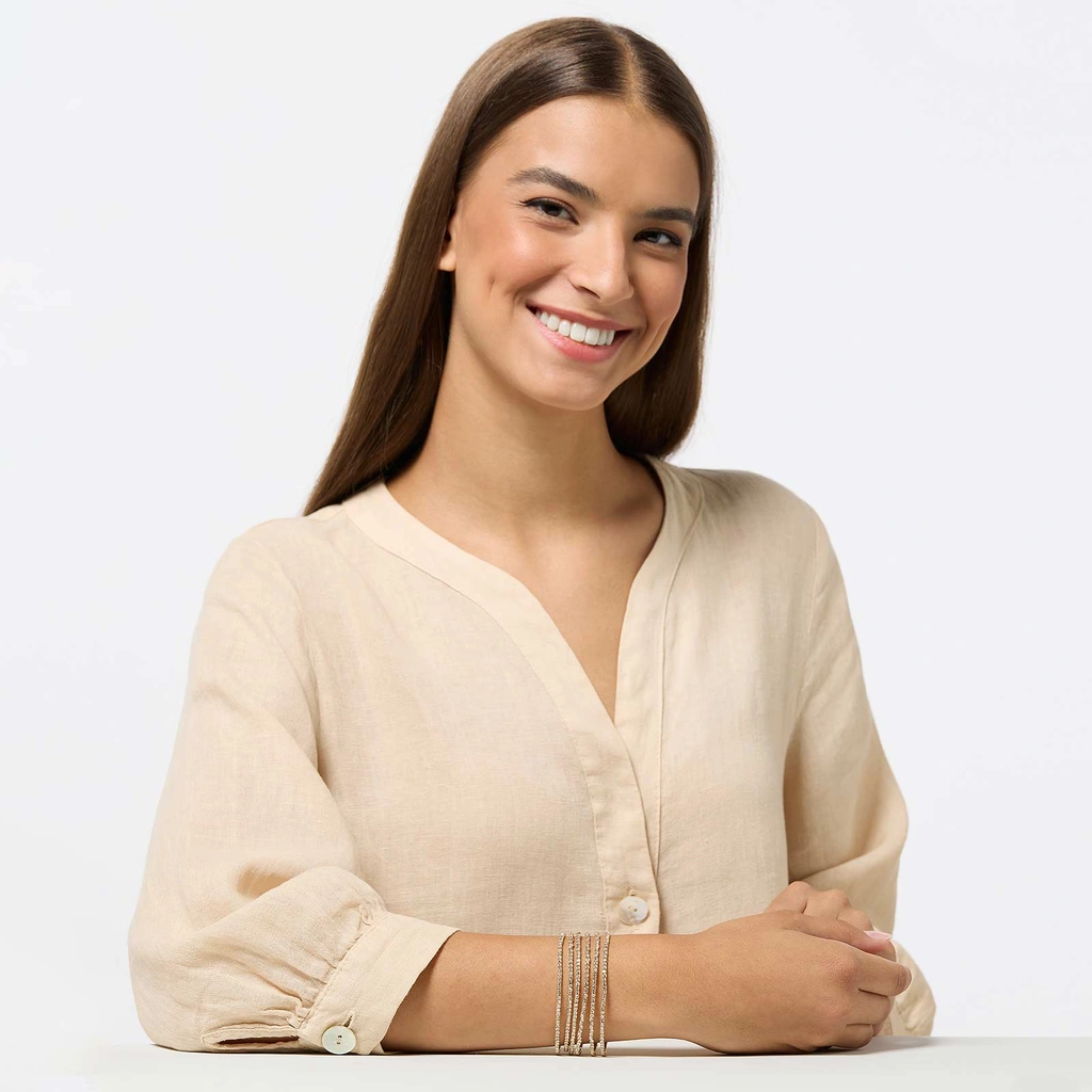 Guldfärgat armband dam - strass, 6 rader