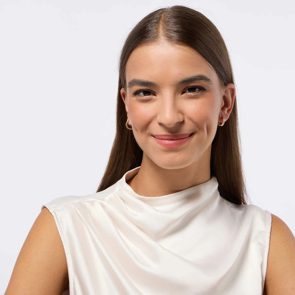 Guldpläterade silverörhängen - hoops rosa stenar, 15mm