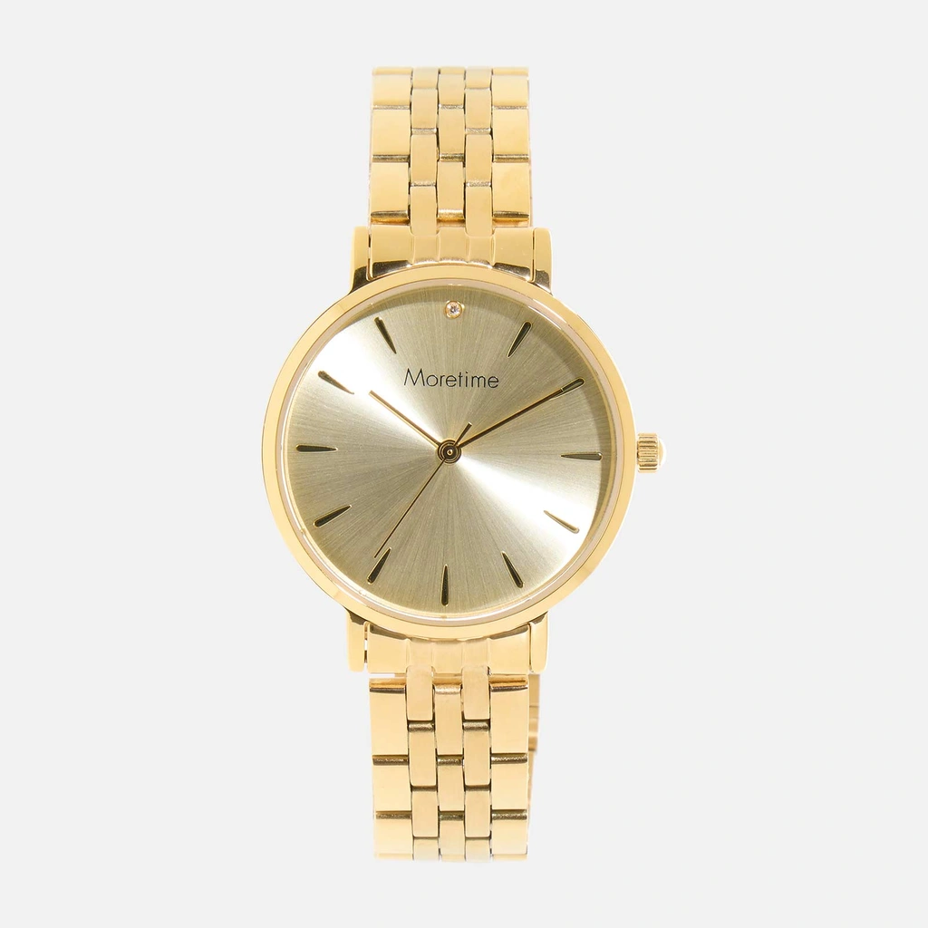 Moretime damklocka - metallband, guldton, 32mm