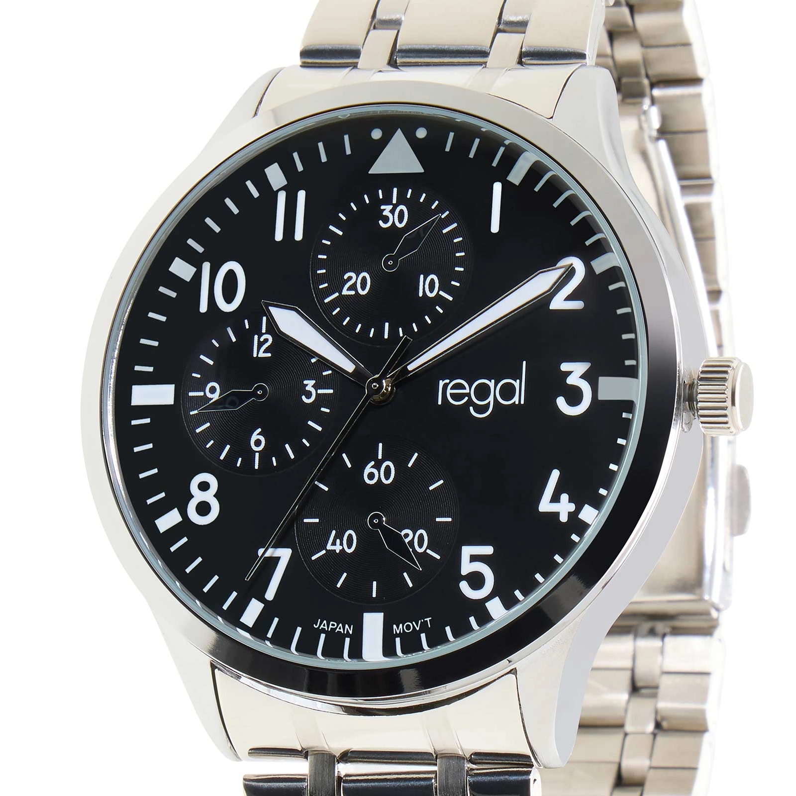 Regal klockset herr - metall, silver/svart, 44mm