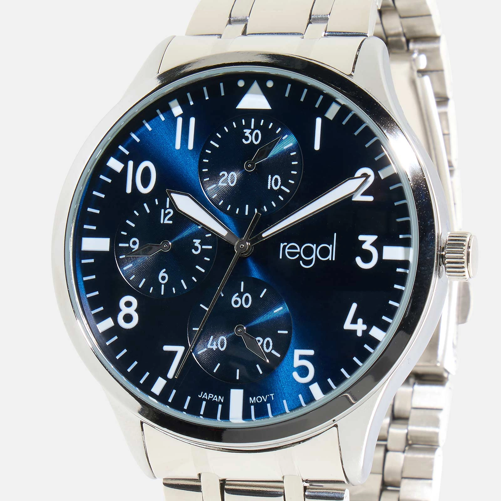 Regal klockset herr - metall, silver/blå, 44mm