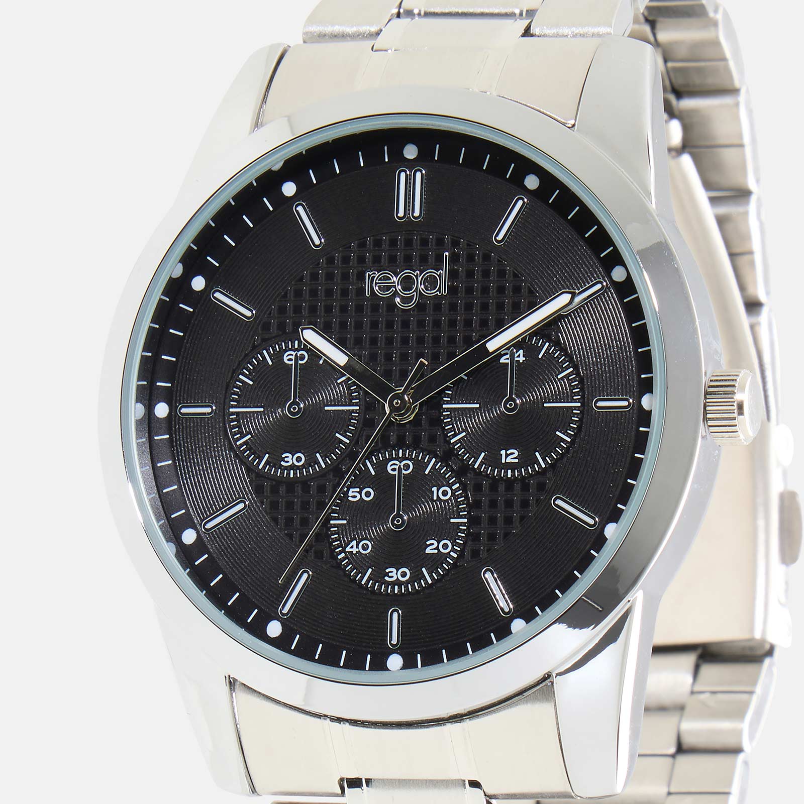 Regal klockset herr - metall, silver/svart, 42mm