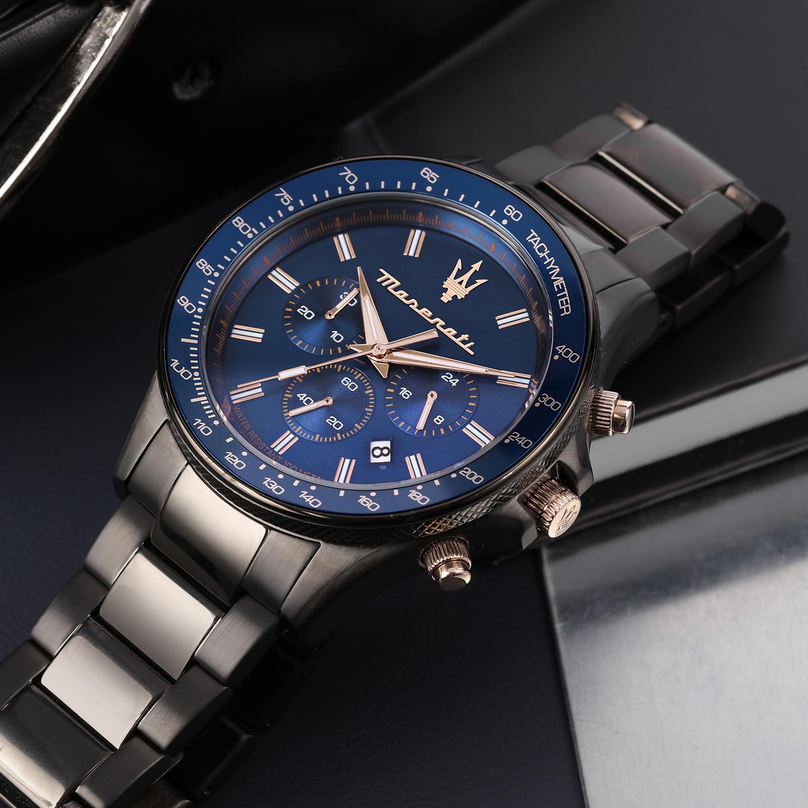 Maserati Sfida metallband blå/svart  - R8873640001
