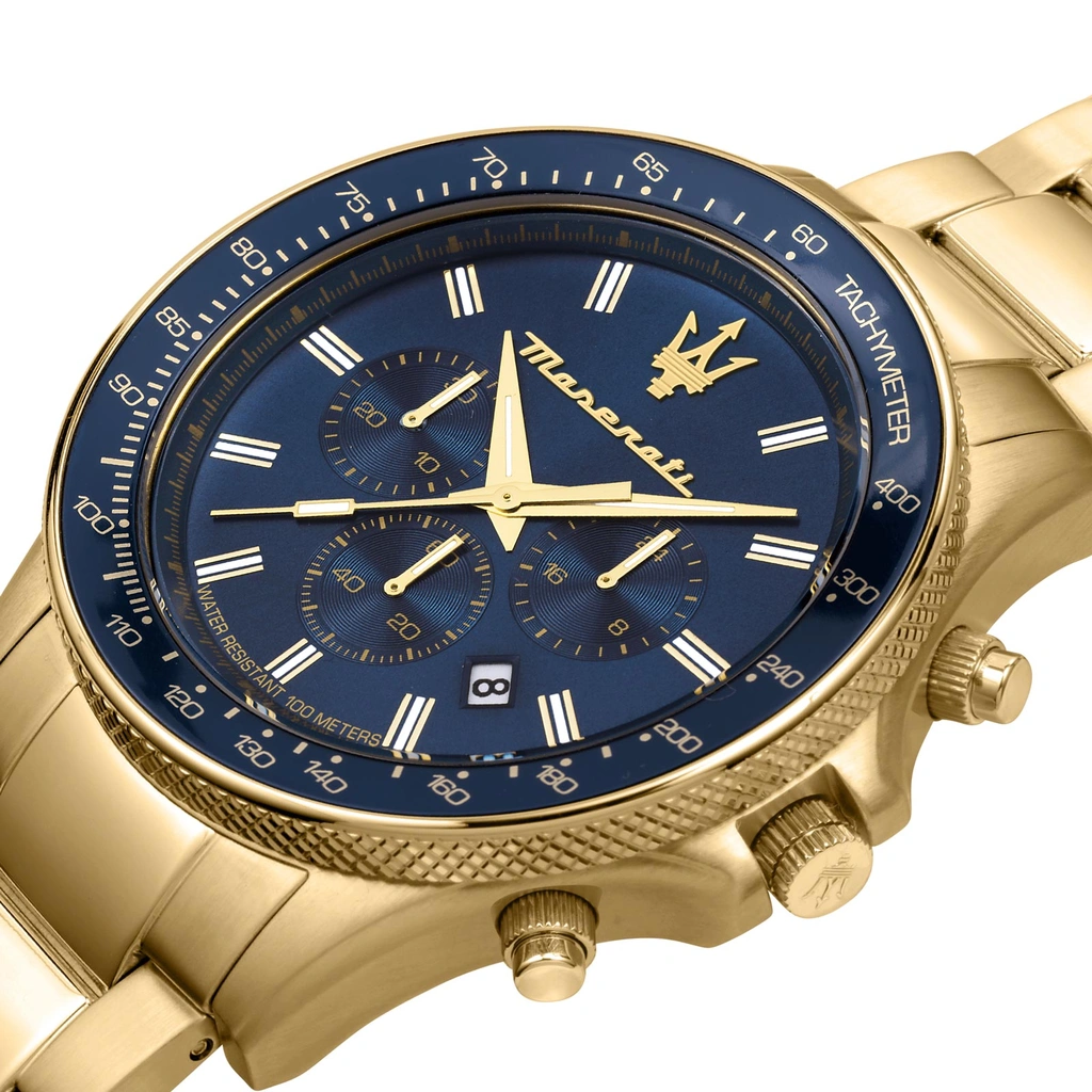 Maserati Sfida metallband blå/guld  - R8873640008