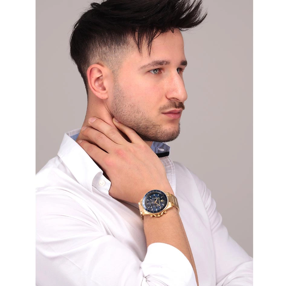 Maserati Sfida metallband blå/guld  - R8873640008