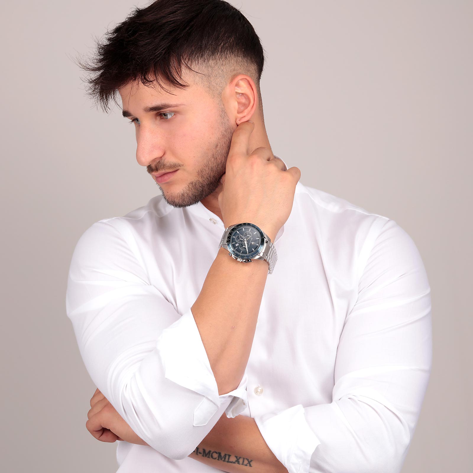 Maserati Traguardo metallband blå/stål  - R8873612043