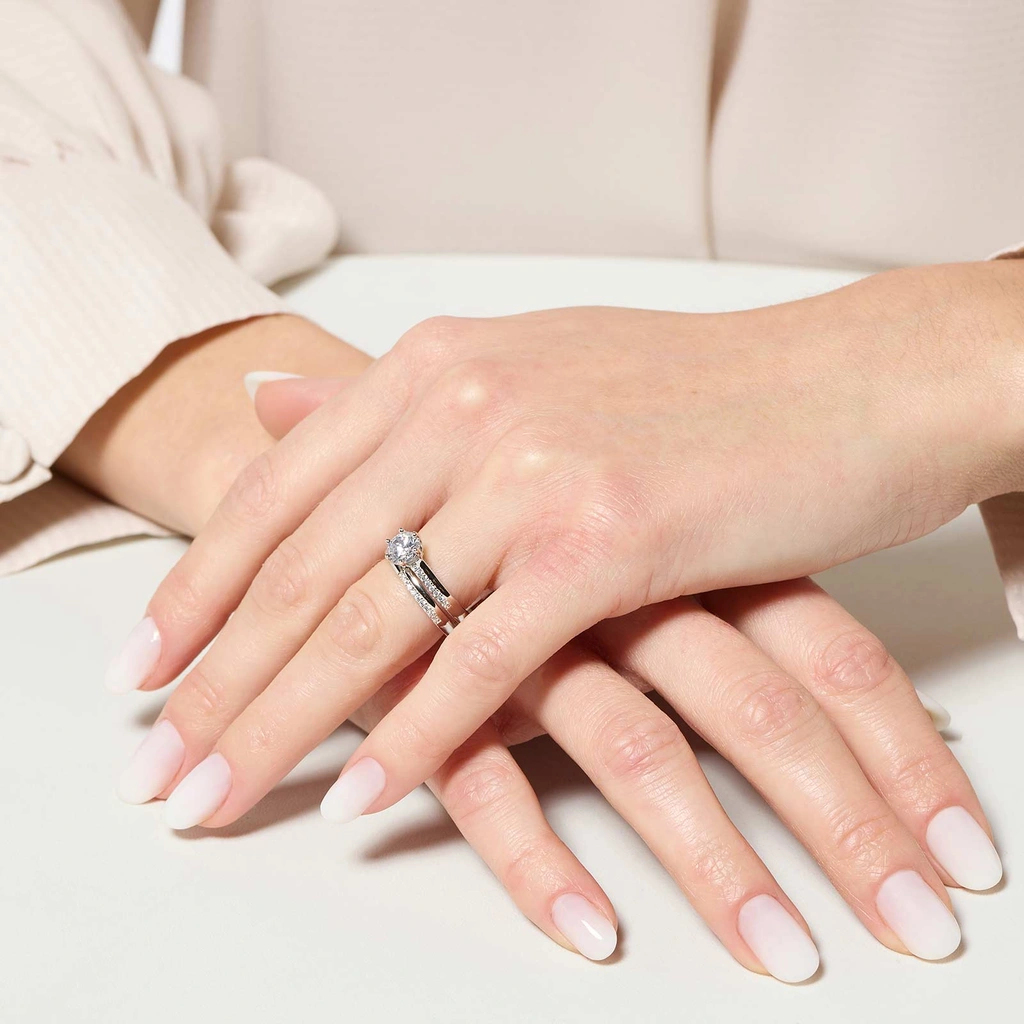 Dubbelring i äkta silver - sidostensring + halvallians 56