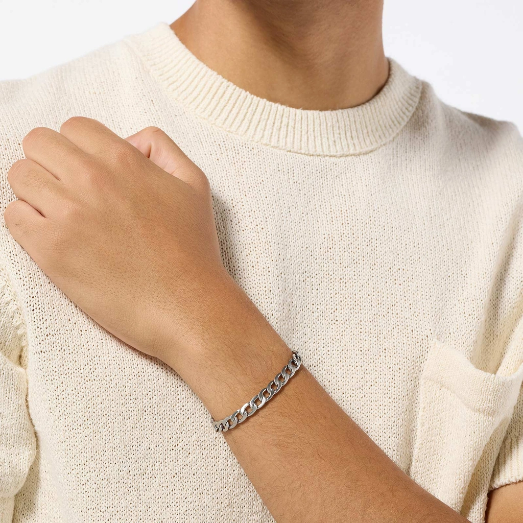 Stålarmband junior 7mm platt pansar 16cm