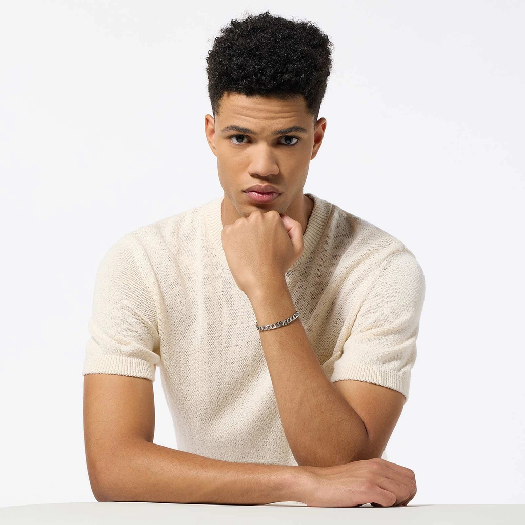 Stålarmband junior 7mm platt pansar 16cm