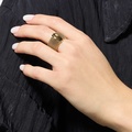 18k Guldpläterad bred ring med kulor, st. 50