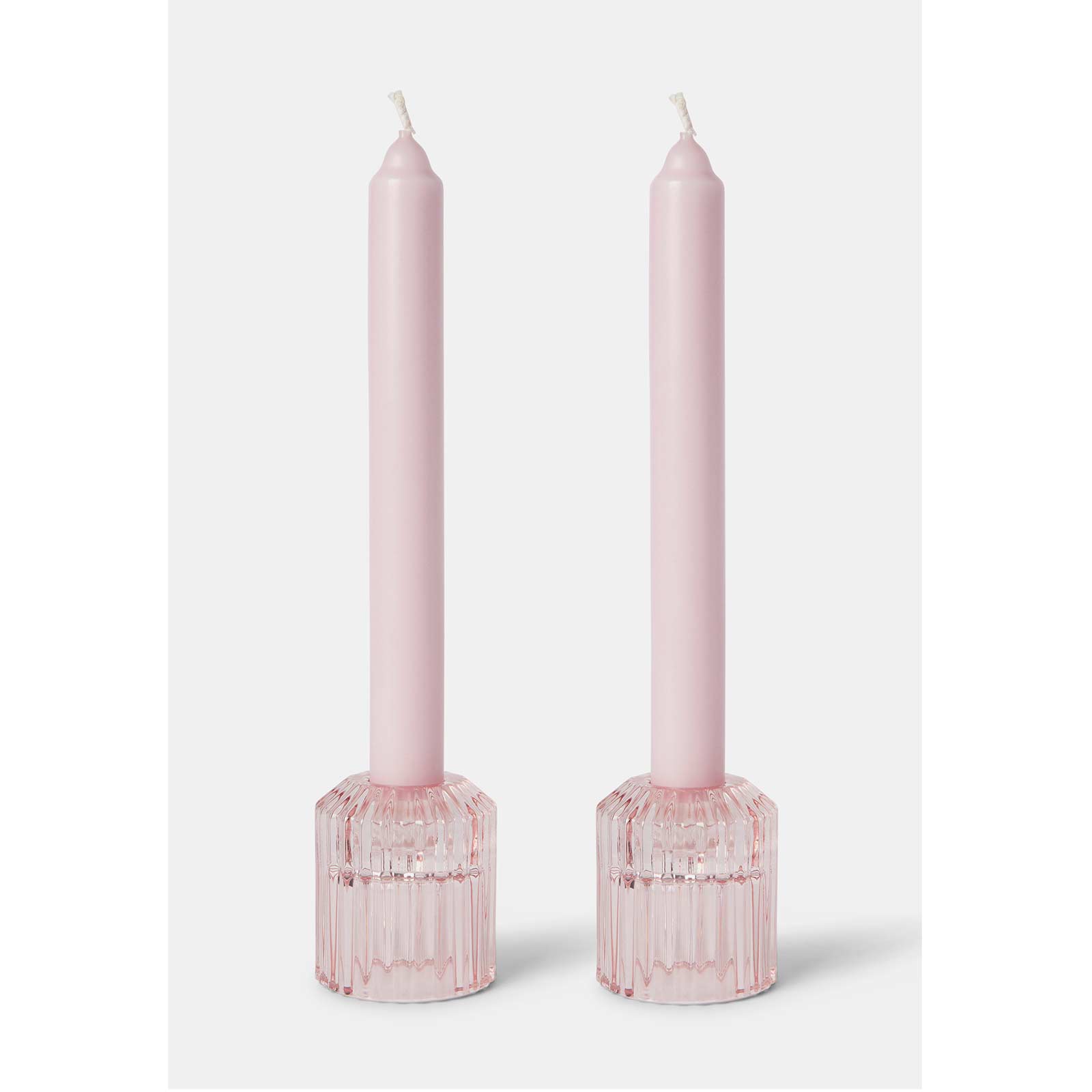 Presentset 2-pack ljusrosa ljus och ljusstakar