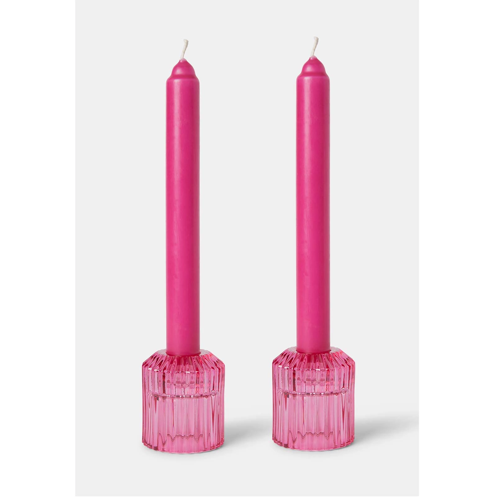 Presentset 2-pack rosa ljus och ljusstakar