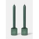 Presentset 2-pack mörkgröna ljus och ljusstakar