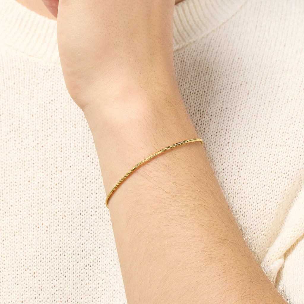 Guldpläterat stålarmband herr - ormkedja, 18cm