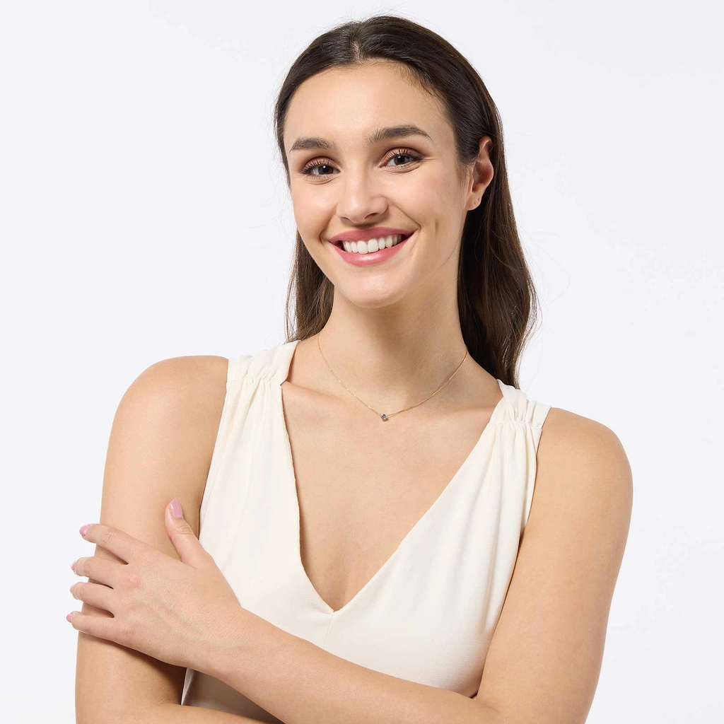 Halsband 18k guld med 5mm Kubisk Zirkonia