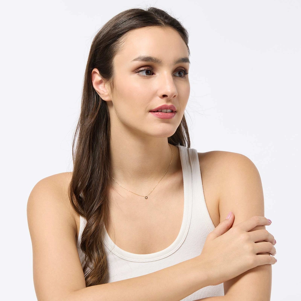 Halsband 9k guld - bokstav O, 43cm