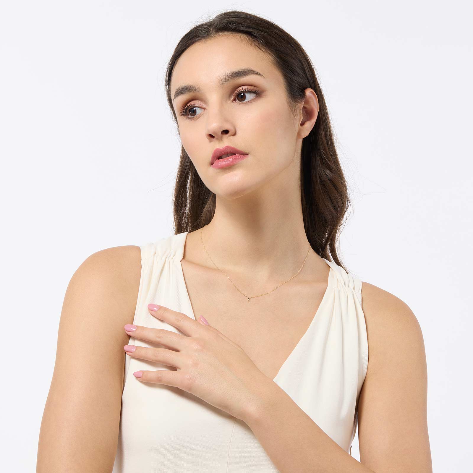 Halsband 9k guld - bokstav Y, 43cm