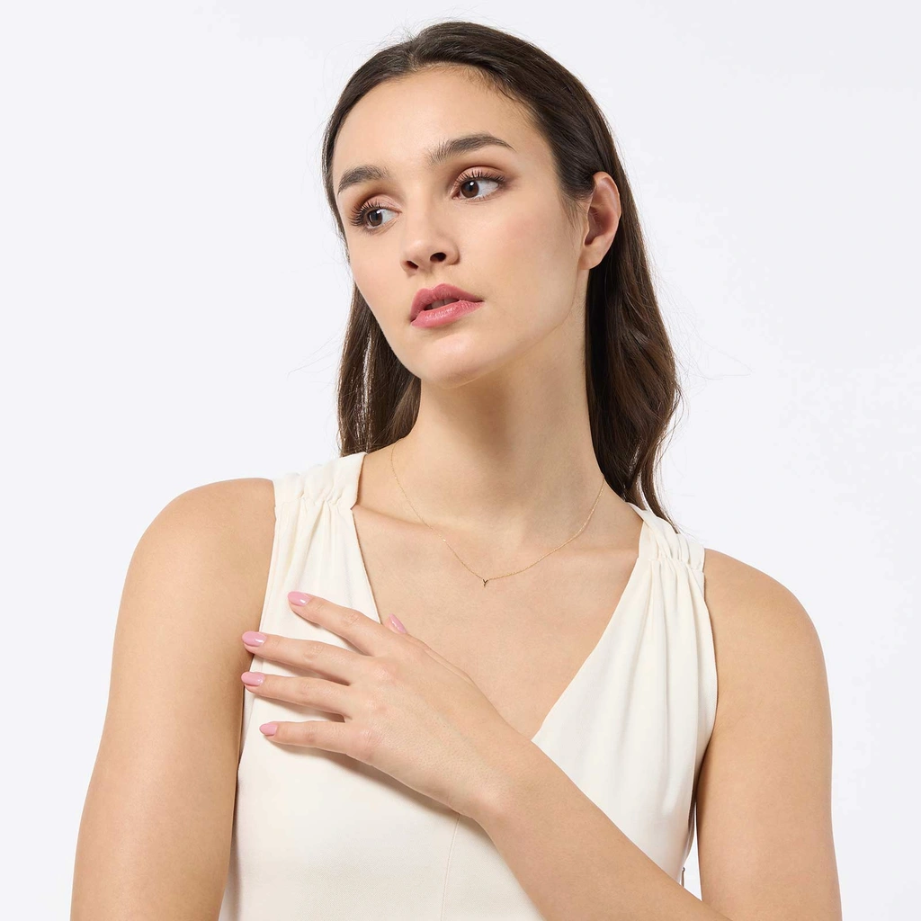 Halsband 9k guld - bokstav Y, 43cm