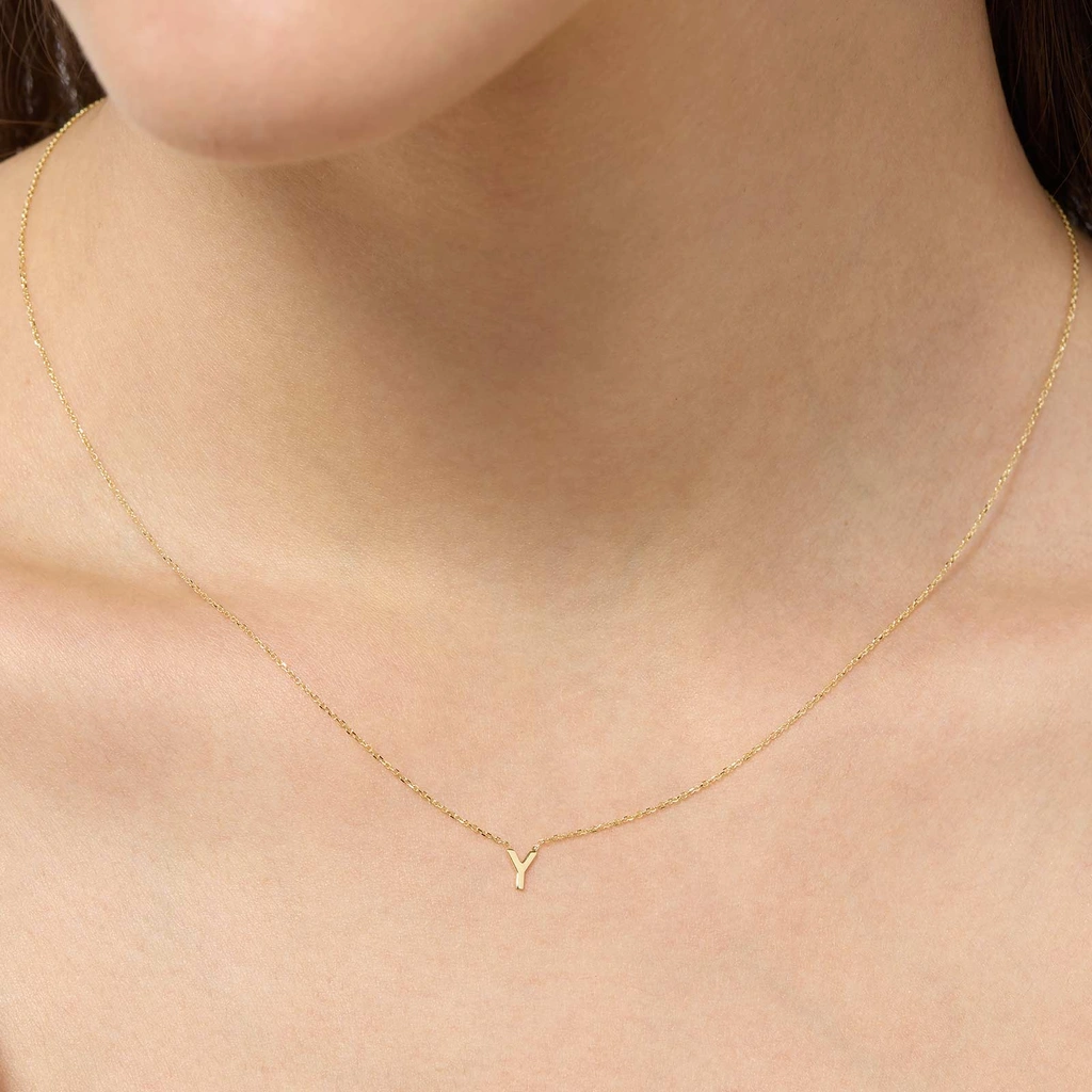 Halsband 9k guld - bokstav Y, 43cm