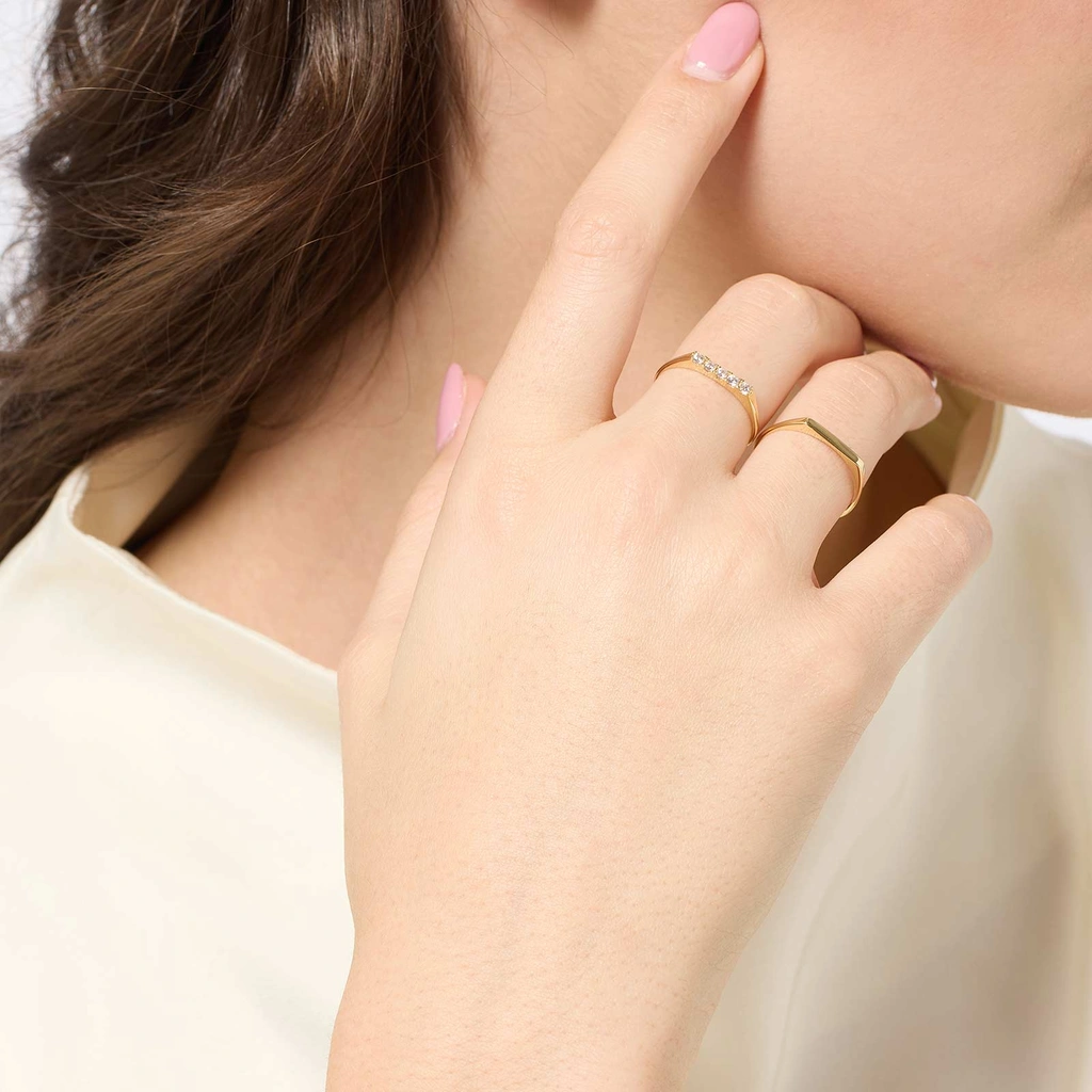 Smal ring 18k guld - platt bar st. 17