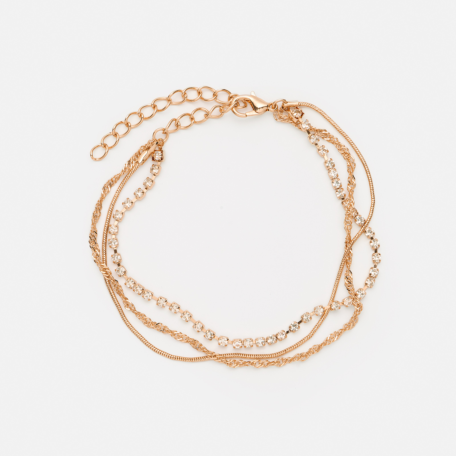 Guldfärgad fotlänk - tre kedjor, 19+6cm