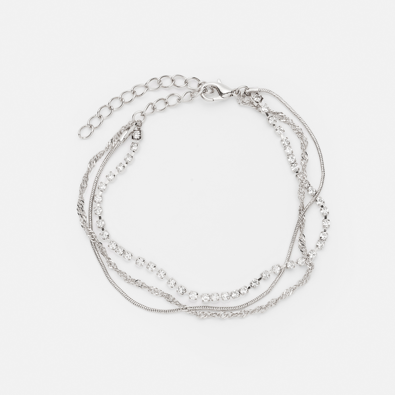 Silverfärgad fotlänk - tre kedjor, 19+6cm