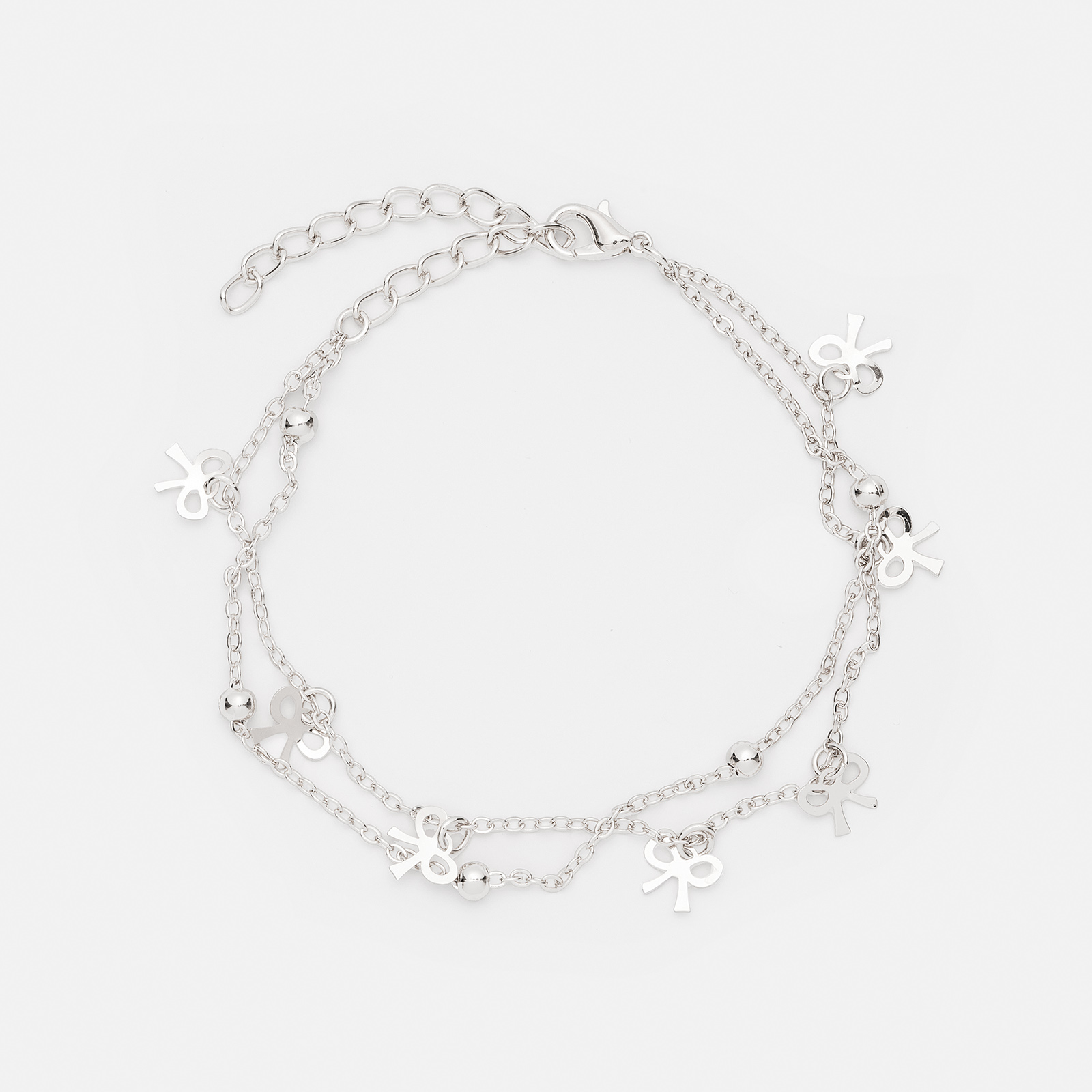 Silverfärgad fotlänk - rosetter, 20+7cm