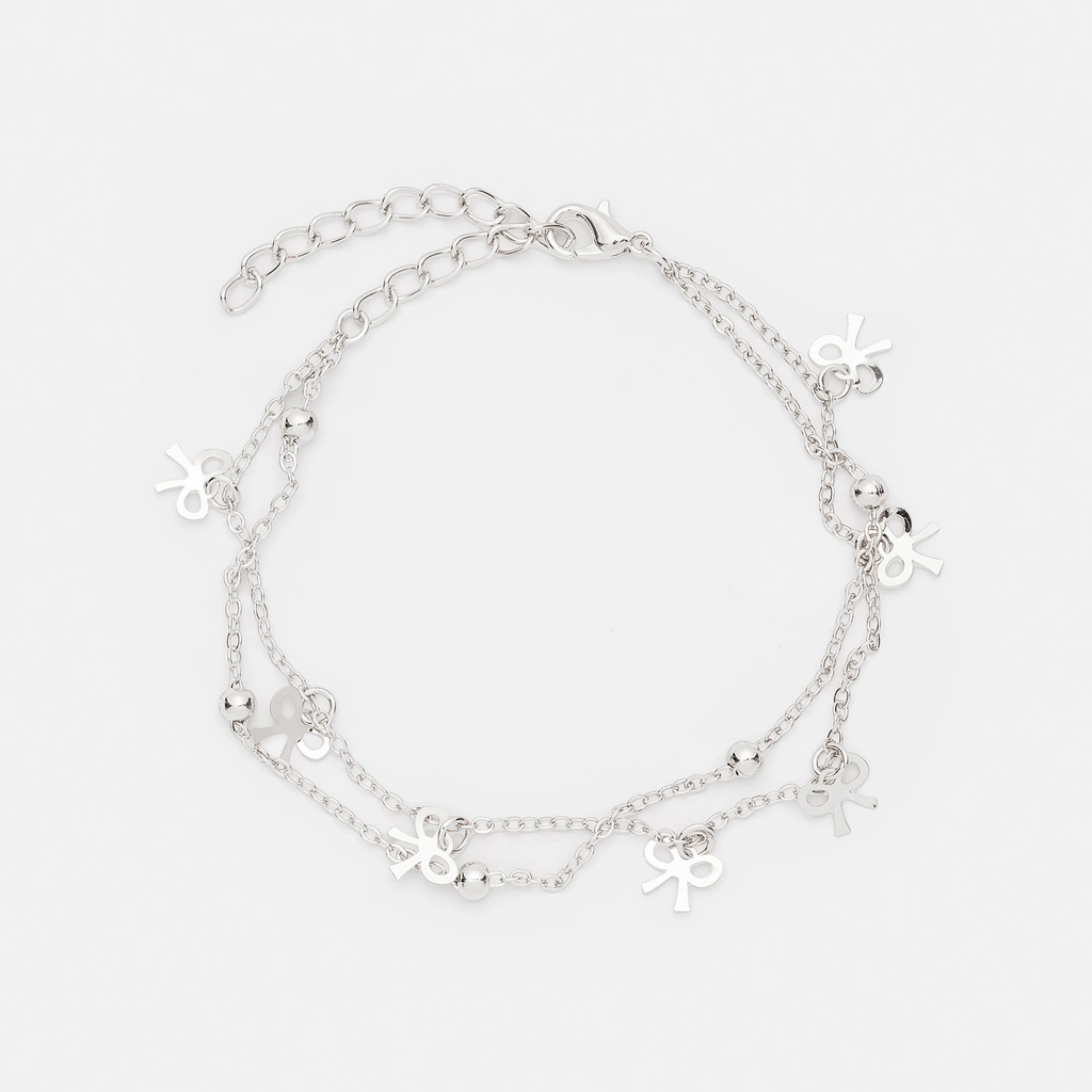 Silverfärgad fotlänk - rosetter, 20+7cm